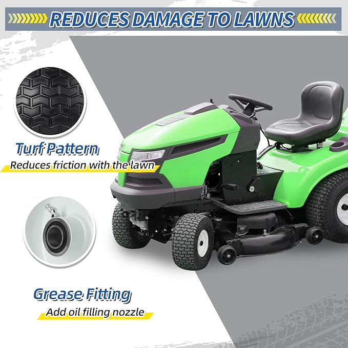 13x6.50-6 Tire and Wheel, 13x6.5-6" Flat-free Lawn Mower Tires, 3”-6.5“ Centered Hub, 3/4" or 5/8" Bearing, Universal Fit Garden Tractor Front Wheels, 4 Ply, V-Turf Pattern, 2 Pack