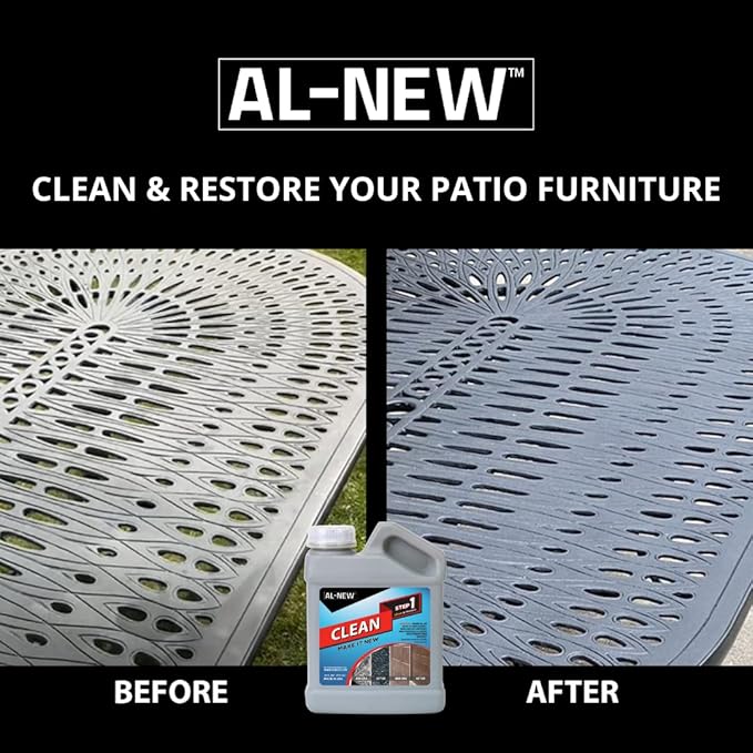 AL-NEW STEP 1 CLEAN | Cleaning Solution for Outdoor Patio Furniture, Garage Doors, Window Frames, Exterior Lights & Fencing (32 Ounce)