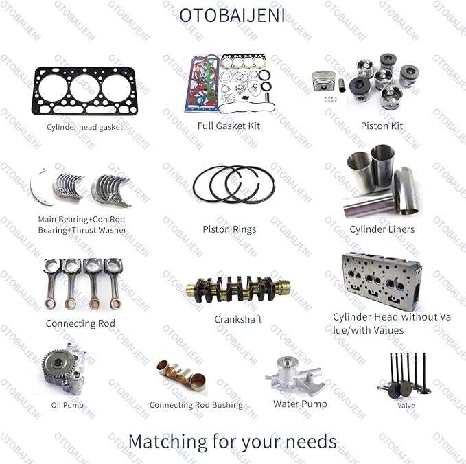 D902 Engine Overhaul Rebuild Kit with Valve Kit for Kubota D902 Engine Excavator KX41-3 Tractor BX24 BX25 BX2230D BX2350D BX2360 RTV900 Engine Rebuild/Repair Aftermarket Parts