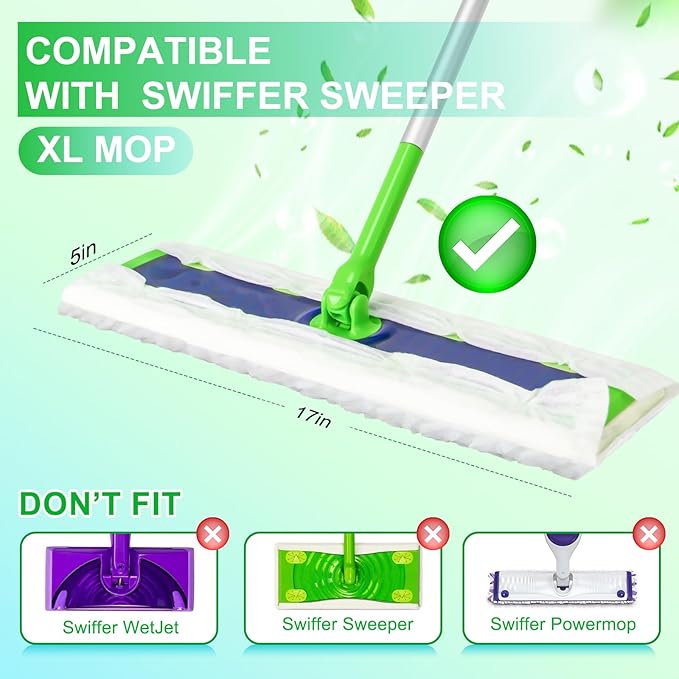 40 Count XL Heavy-Duty Dry+Wet Mop Cloths Kit for Swiffer Sweeper XL - Disposable XL Wet Pad Refills - Multi-Surface Pads Kit Includes 30 Dry Sweeping Cloths & 10 Wet Mopping Pads for Floor Cleaning