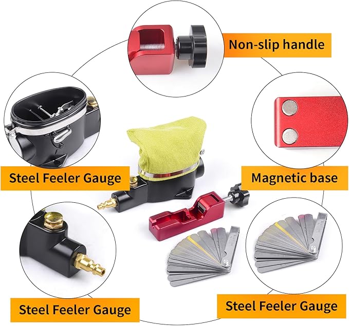 Spark Plug Gap Tool & Pneumatic Spark Plug Cleaner Kit - Air Sandblaster Cleaning Tool for Most 10mm 12mm 14mm 16mm Spark Plugs with Feeler Gauge,Abrasive Media for Motorcycle, Lawn Mower, Car