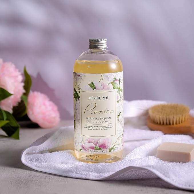 ROMIIE ZOI Liquid Hand Soap Refill, Peony, Gentle & Moisturizing Formula, 750 ML/ 26 FL OZ