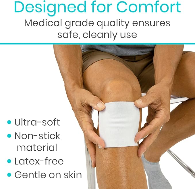 3x3 Sterile Gauze Pads (100 Piece) - Individually Wrapped 2-Pack Wound Dressing for Cleaning & Cushioning - Non-Adhesive Highly Absorbent Bandages