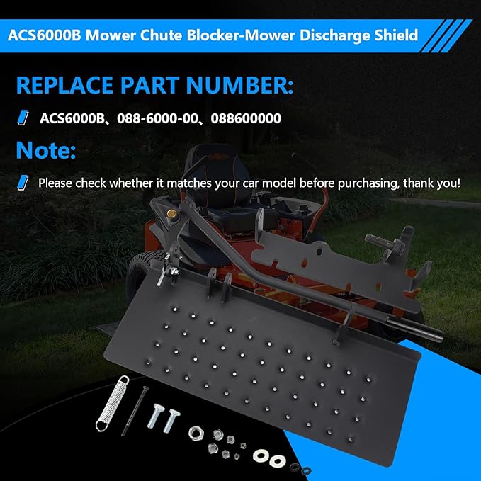 ACS6000B Mower Chute Blocker-Mower Discharge Shield Compatible with Bad Boy Mowers,54" / 60" / 61" / 72", Chute Blocker Replace Part Number 088-6000-00, 088600000