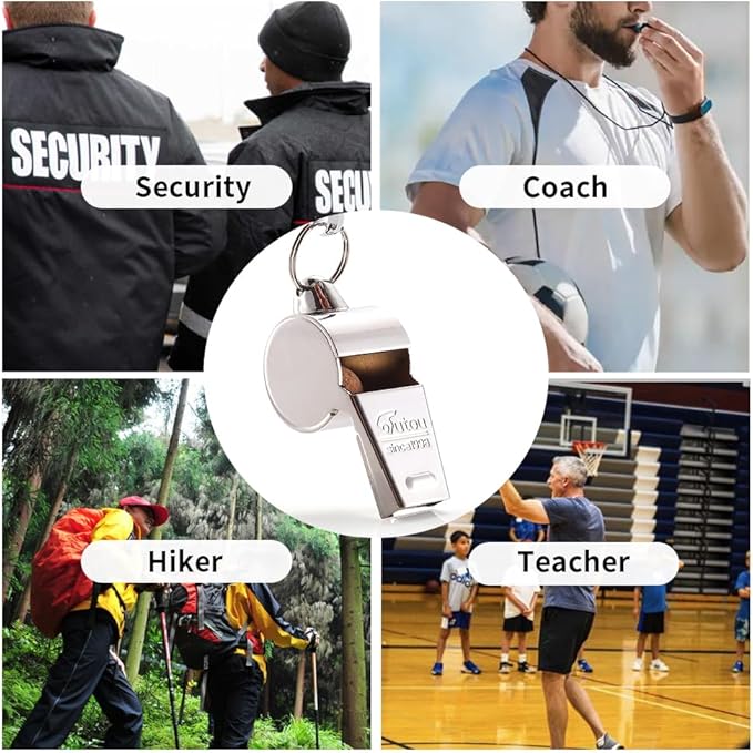 HUTOU Whistle 2 Packs Stainless Steel Coach Sports Whistle with Lanyard, Loud Crisp Sound Whistle Ideal for Coaches, Referees, and Official