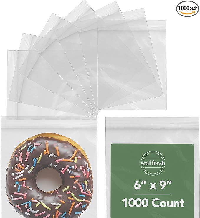 6 x 9 Inch Resealable Plastic Bags 1000 Pack — Clear Reclosable Zipper Seal Bags for Treats, Crafts, Party Favors, Small Food Storage, Packaging