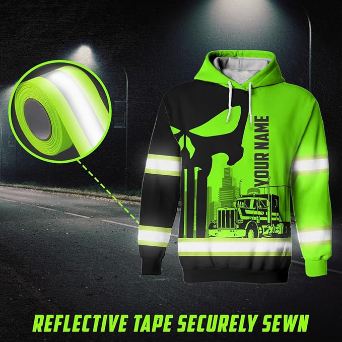 Matedecor High Visibility Hi Vis Hoodie for Men - Jobs Collection Custom Name Class 3 Reflective Safety Workwear
