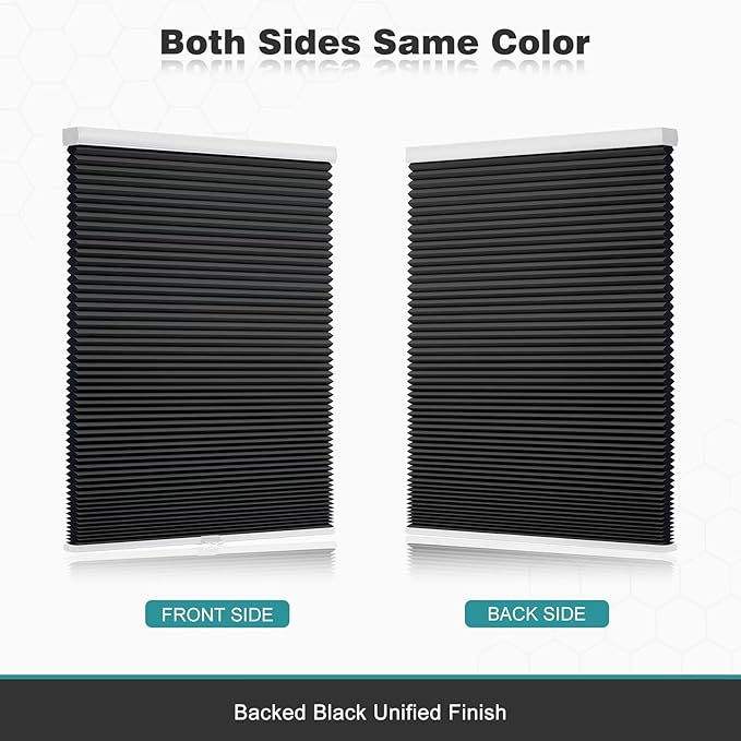 Changshade Cordless Cellular Shades, Blackout Honeycomb Shades for Windows, Pull Down Pleated Blinds, Easy to Install for Indoor Windows and French Doors,33.5" W x 72" H, Black