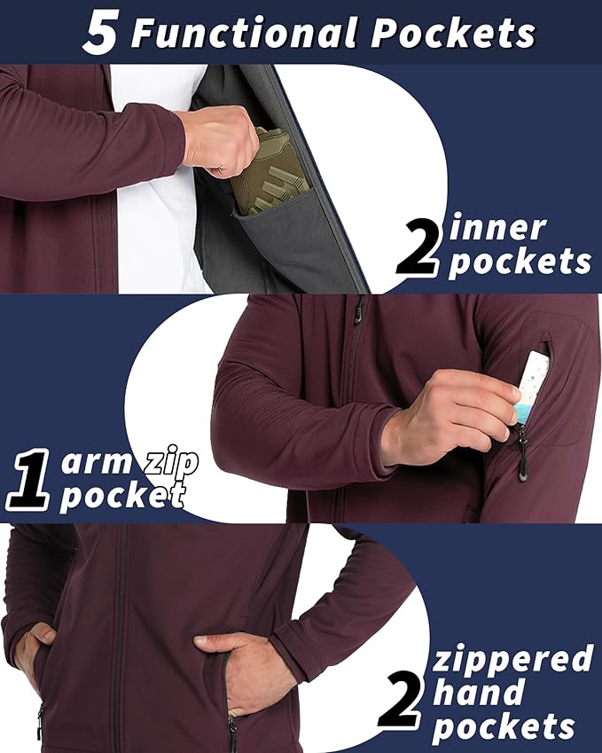 33,000ft Men's Hooded Softshell Jacket Waterproof Lightweight Insulated Windbreaker Fleece Lined Rain Shell Jacket