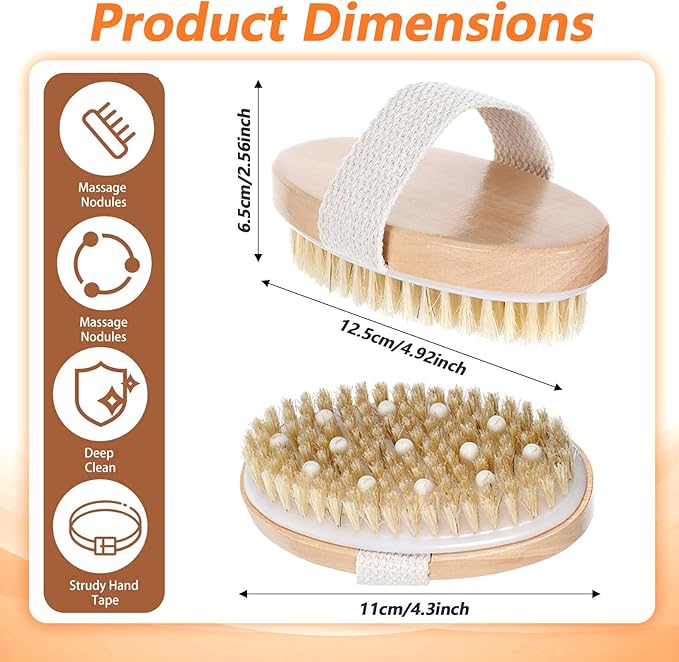 10 Pcs Dry Brushing Body Brush Exfoliating Brush with Massage Nodule Dry Skin Body Scrubber for Shower Bath Back Circulation Improvement Dead Skin Remove Beauty Exfoliator (4.92 x 2.56 Inches)