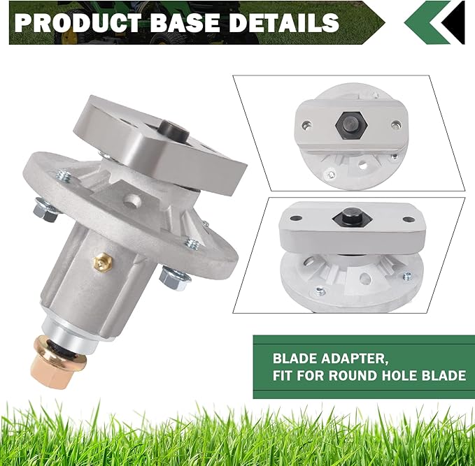 CheeMuii 2 Pack Lawn Mower Deck Spindles Fit for John Deere L100 L107 L108 L110 L111 L118 L120 L130 155C 190C Replace GY20050 GY20785 GX20250 42" 48" Deck Spindle with Tapped Bolts and Zerk