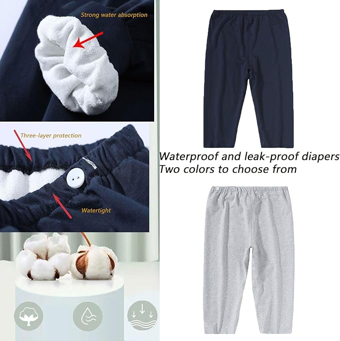 TPU Incontinence Care Trousers,Washable Elastic Adjustable Patient Care Trousers,Patient Diaper Pants Ideal for Bedridden Patients, Elderly, Mobility Impaired, Women on Periods(Gray,L)