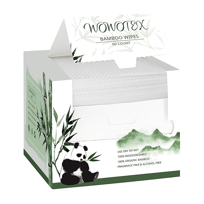 Bamboo Viscose Disposable Face Towel Biodegradable Large Dry Face Wipes 120 Count Extra Thick Soft Clean Facial Towels for Sensitive Skin, Makeup Removing, Facial Cleansing
