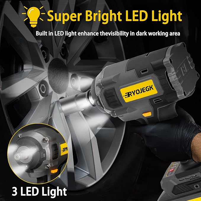 922FT-lbs Cordless Impact Wrench,1250N. m Brushless 1/2" Impact Gun with 2 x 4.0Ah Battery,21V High Torque Impact Driver with 5 Sockets,Pistola De Impacto for Truck RV Car Heavy Construction