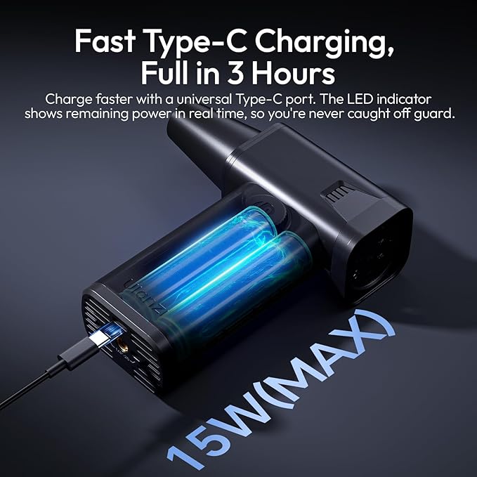 ULANZI AD02 Storm Electric Air Duster V2, 13W High-Speed Compressed Air Duster, 12.5W Fast Charge, Variable Speed, with 200-Mesh Filter & LED Light, Portable Mini Dust Blower for Camer Cleaning