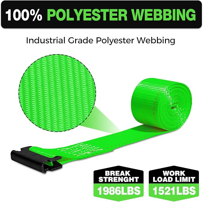 Wheel Chock Tie Down Kit (4,500lb Break Strength) Heavy Duty Trailer Tire Straps System for ATV, UTV, Lawn Mower & More - Ratchet Tie Downs Accessories with E Track for Four Wheeler Green