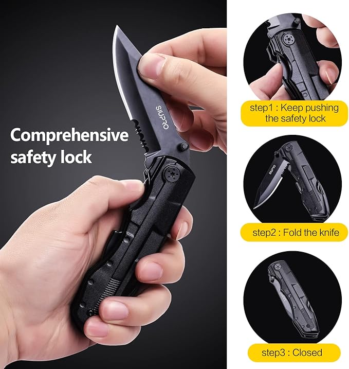 Multitool Pocket Knife for Men, Tactical Folding Multi Tool, Christmas Stocking Stuffers Gifts Idea, Multipurpose Utility Plier for Camping, Survival, Hiking