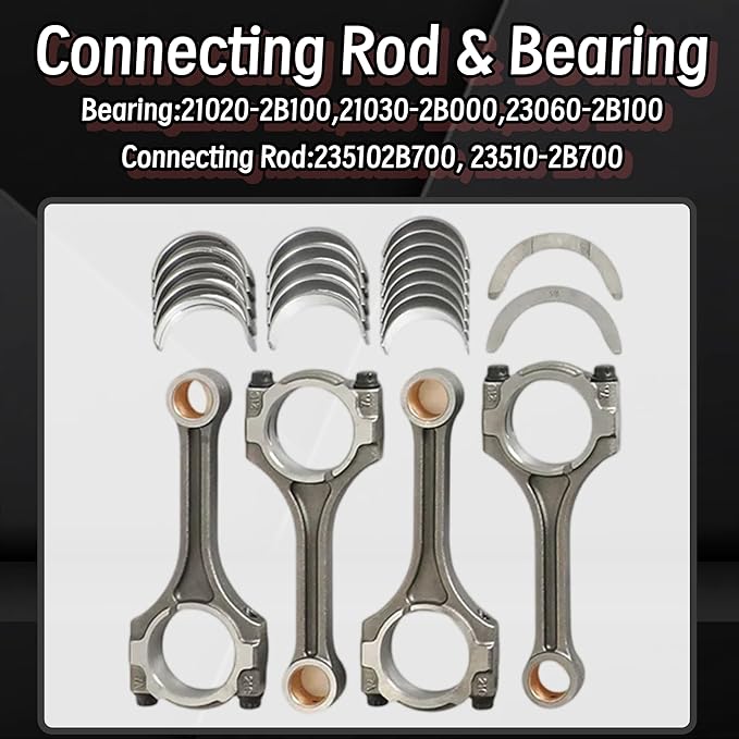 G4FJ 1.6 Engine Overhaul Rebuild Kit w/Crankshaft Head Gasket Set Timing Chain Kit w/VVT Connecting Rod Piston Kit Fit For Hyundai Accent Veloster Elantra Kia Rio Optima 2012-2019 1.6L 21020-2B000
