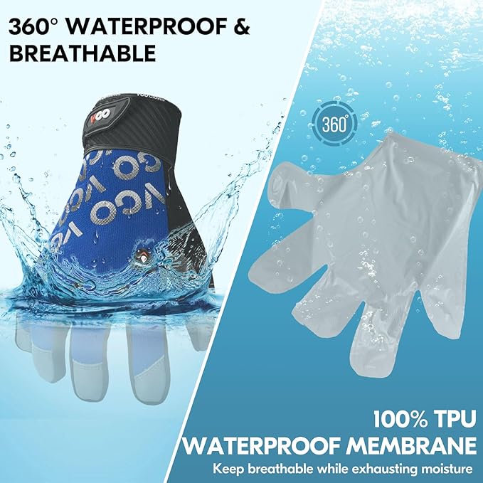 Vgo... 1 Pair Cold Weather Work Gloves Men, Goat Leather Gardening Gloves,Light Duty Mechanic Gloves(Blue,Size L,GA9604F)