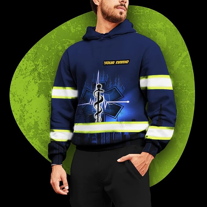 Matedecor High Visibility Hi Vis Hoodie for Men - Jobs Collection Custom Name Class 3 Reflective Safety Workwear