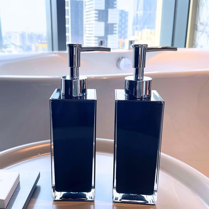 Premium Black Soap Dispenser for Bathroom and Kitchen, Refillable Hand Soap Dispenser, Dish Soap Pump Bottle