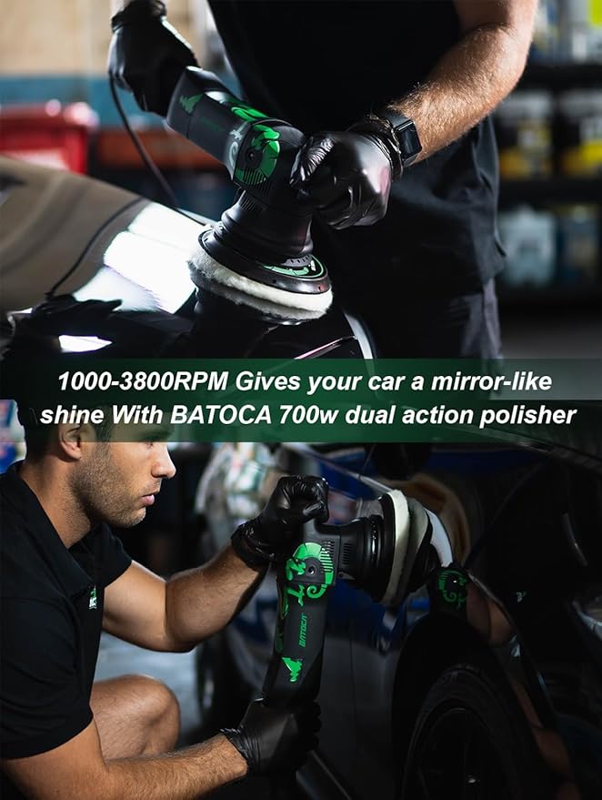 BATOCA Dual Action Polisher, Auto Buffers and Polishers, DA Buffer for Car Detailing, 6 Inches and 700w Random Orbital ,6 Variable Speed with Polishing Pads for Waxing,Buffing,Sanding,Polishing