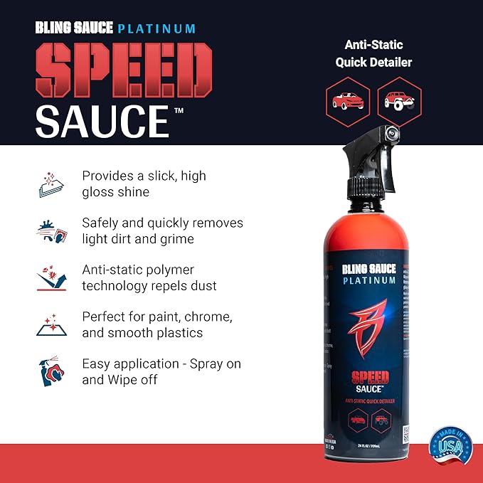 Bling Sauce Platinum Essentials 5-Pack Automotive Cleaning & Detailing Kit with 3 Microfiber Towels and Interior Sponge