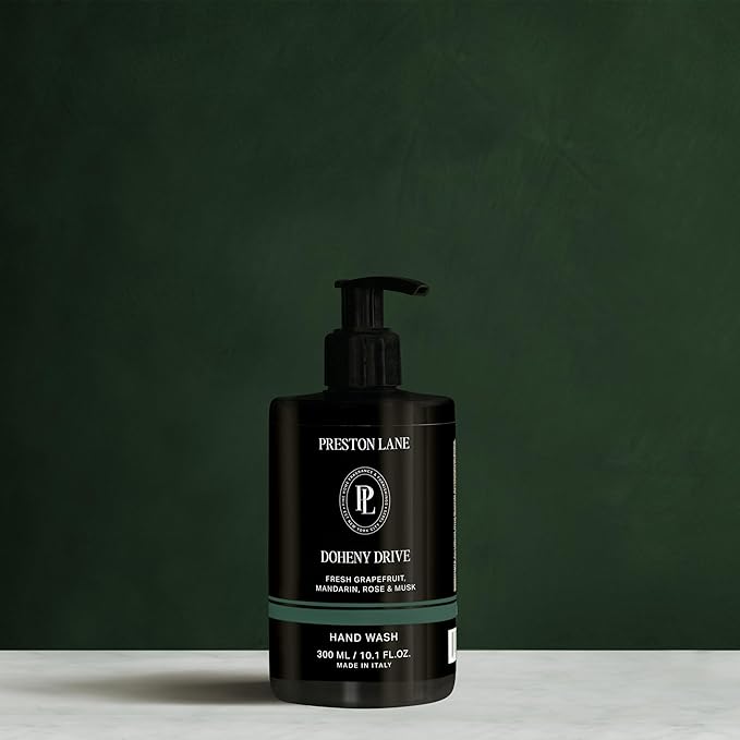 Preston Lane Luxury Hand Wash, Doheny Drive Scent | Hydrating and Nourishing Formula with Organic Oils, Active Kiwi and Apple Water, and Vegetable Glycerin | Gentle Cleansing, Vegan and Cruelty Free