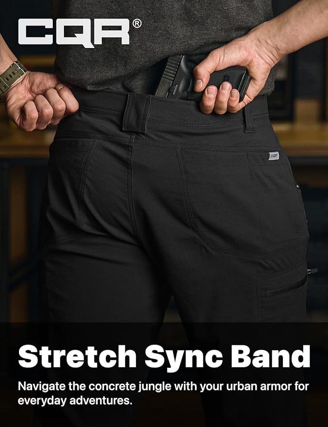 CQR Men's Vent Stretch Pants, Quick Dry Lightweight Casual Cargo Pants, Water Resistant Straight-Fit Utility Work Pants