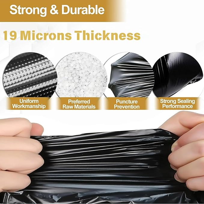 55-60 Gallon Trash Bags, 100 Count High Density Garbage Bags, Recycling Trash Can Liners, Sturdy & Tear-Resistant Large Black Plastic Bag for Kitchen Yard Outdoor Commercial Use, Lawn Leaf Waste Bags