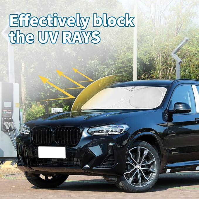 for X5 2026 Foldable Sunshade Windshield Sun Shade Custom Fit 2019-2025 BMW X5 SUV Accessories Windshield Cover Front Window Sun Visor UV Relfective Protector