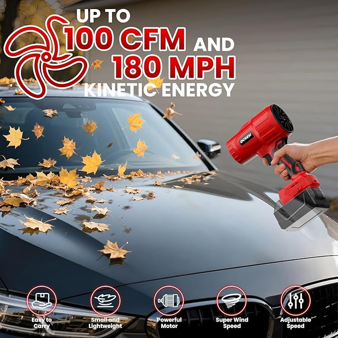 Cordless Leaf Blower Dust Blower for Milwaukee 18V Battery, High-Speed Brushless Motor Handheld Jet Fan Air Blower for Patio Cleaning, Lawn Care, Blowing Leaves(No Battery/Charger)