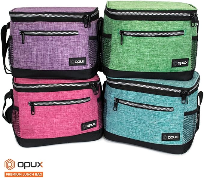 opux Insulated Lunch Box Men Women, Lunch Bag for Work School, Leakproof Soft Cooler Tote Adult, Large Lunch Pail Kids Boys Girls, Picnic Beach Food Bag with Shoulder Strap, Pink