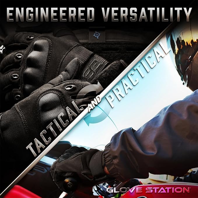 Glove Station Tactical Gloves for Men – Touchscreen Utility Gear with Hard Knuckle Protection Used in Motorcycle, Airsoft, Combat, Police, Shooting & Outdoor Work