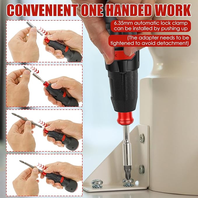 Cordless Electric Screwdriver, 3.6V Portable Power Screwdriver with LED Light & 9 Bits, USB Rechargeable-Dual Mode(3N.m/10N.m) High Torque Electric Ball Grip Screwdrivers for DIY Repair