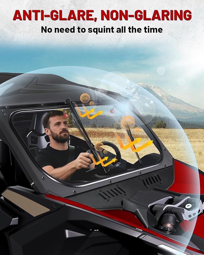 StarknightMT Maverick X3 Glass Windshield With Wipers Sliding Vents - Scratch Resistant X3 Windshield Compatible With Can Am Maverick X3 XRS XDS Turbo R 2017-2025,DOT Approved Laminated Safety Glass