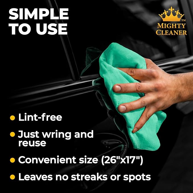 Premium 2pk +1 Free Shammy Cloth for Car Drying - 26"x17" - Super Absorbent Chamois Towel - Scratch-Free, Reusable & Soft Wash Cloth - Car Drying Towels