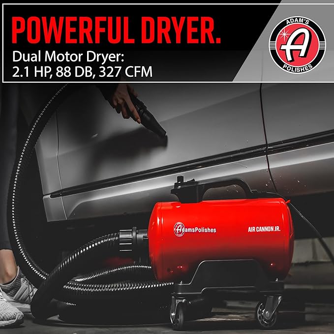 Adam's Polishes Air Cannon Jr. + Wall Mount Combo - High Powered Filtered Blower | Dry Before Car Cleaning, Detailing, Wax, or Ceramic Coating | Auto Tool Kit Gift for Boat, RV, Motorcycle