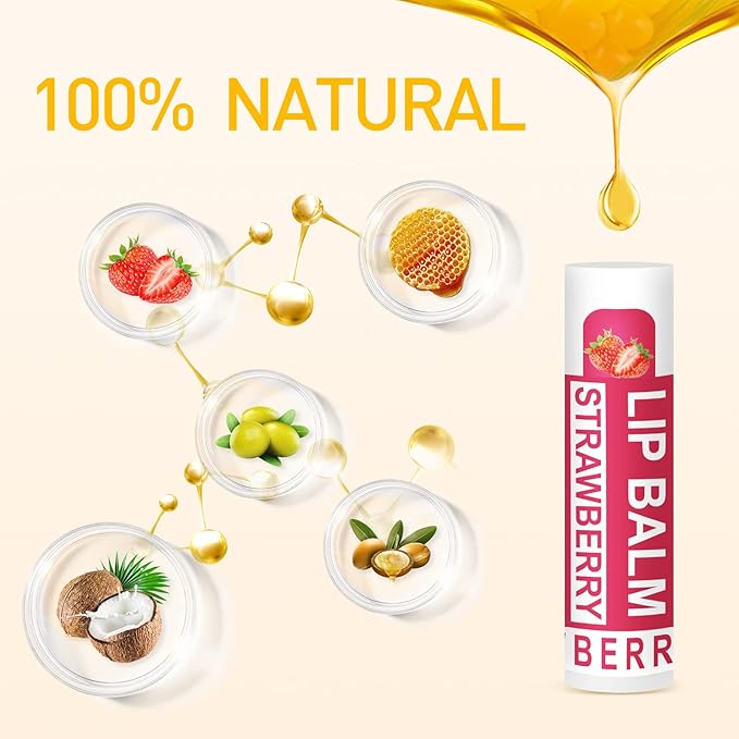DMSKY Natural Lip Balm Bulk 24 Pack, Moisturizing Lip Balm with Vitamin E and Coconut Oil, Lip Care Product for Chapped Lips-12 Flavors