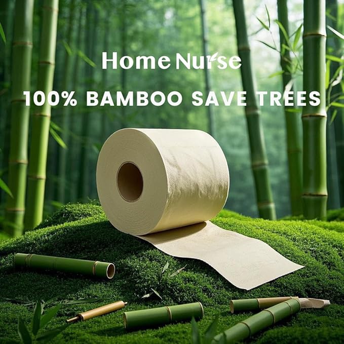 Home Nurse - Bamboo Toilet Paper, 4-ply 12 Rolls | Strong & Soft, Organic Natural Plant Based, Unbleached & Non Toxic, Tree Free Eco Friendly, Chemical Free, No Dust