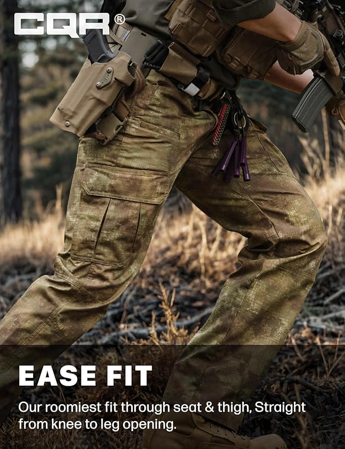 CQR Men's Tactical Pants, Water Resistant Ripstop Cargo Pants, Lightweight EDC Work Hiking Pants, Outdoor Apparel