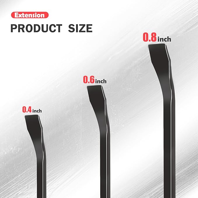 TOOLEAGUE Utility 3Pcs Pry Bar Set,8",12",18"Mechanic Hand Tools with Thicker Strike Cap Handle,Heavy Duty Pry Bar Tools for Automotive,Black and Red