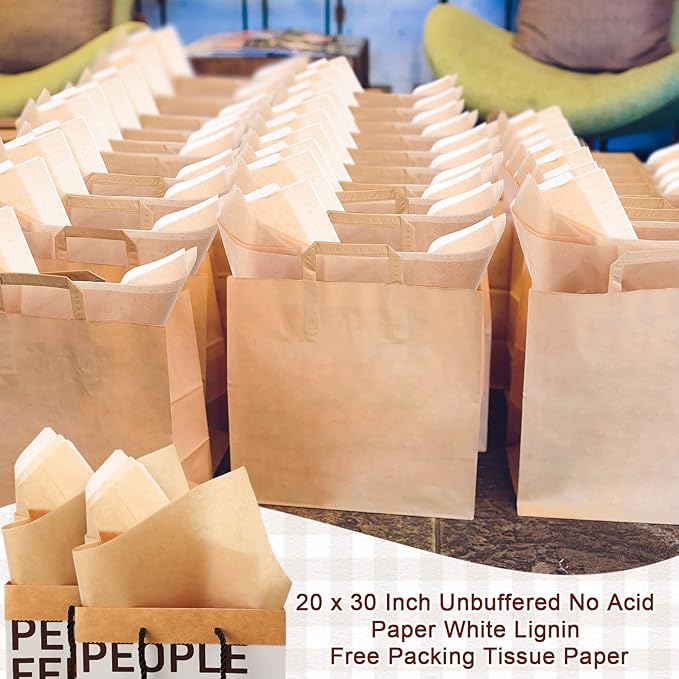 250 Pcs 30 x 20 Inch Acid Free Archival Tissue Paper No Acid Unbuffered Interleaving Paper for Clothes Textiles Linens Books Photo Jewelries Presents Wrap Storage, Brown