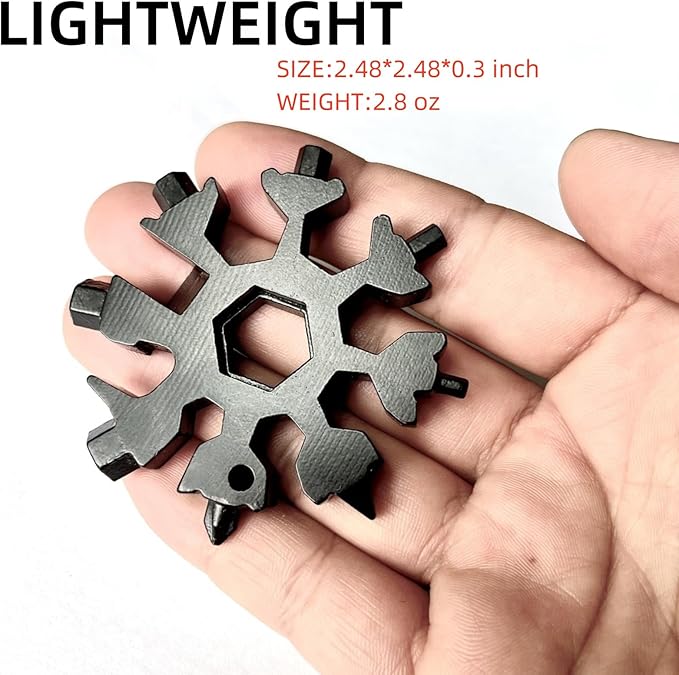 Stocking Stuffers for Men, FODARSAI 18-in-1 Snowflake Multi Tool, Cool Camping Tool Gadgets for Men, Unique Gifts for Dad, Husband, Boyfriend (Silver+Black)