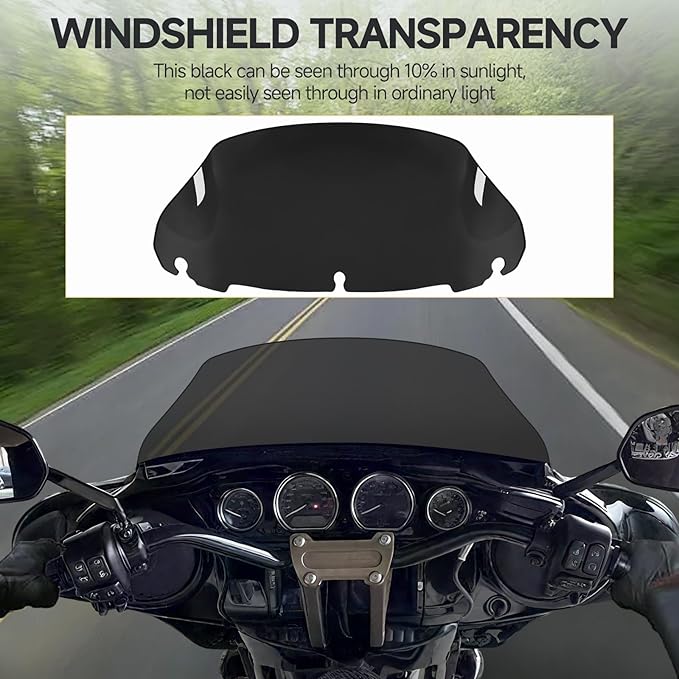 9 Inch Black Wave Windshield Windscreen Wind Splitter Compatible For 2014-2023 Fit For Harley Davidson Touring Street Glide Electra Glide Ultra Limited Tri Glide Flht Flhx Flhtk Flhtc Flhtcu