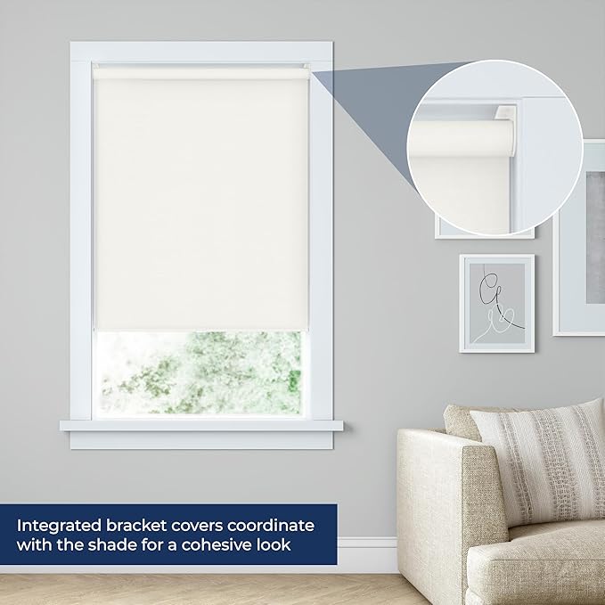 LEVOLOR Basics Cordless Fabric Roller Shade, Easy to Install Blackout Shades for Windows, Neutral White, Fits up to 33” Width and 72” Length, Home Solution for Any Space or Room Decor