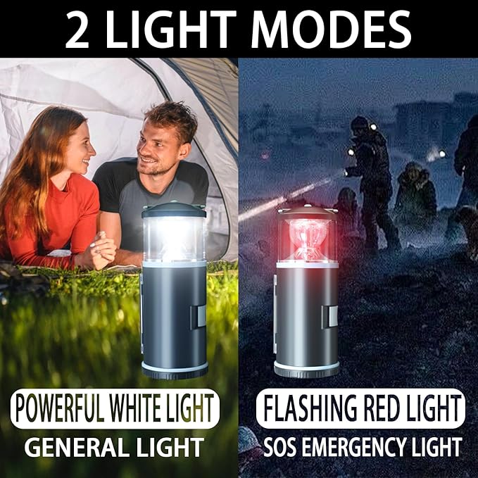 LED Camping Lantern with 15PCS Tool Kit, Battery Lamp for Tent Hanging, Portable Emergency Light with Built-in Tools Set, Lanterns for Power Outages, Outdoor, Fishing (3 AA Batteries Not Included)