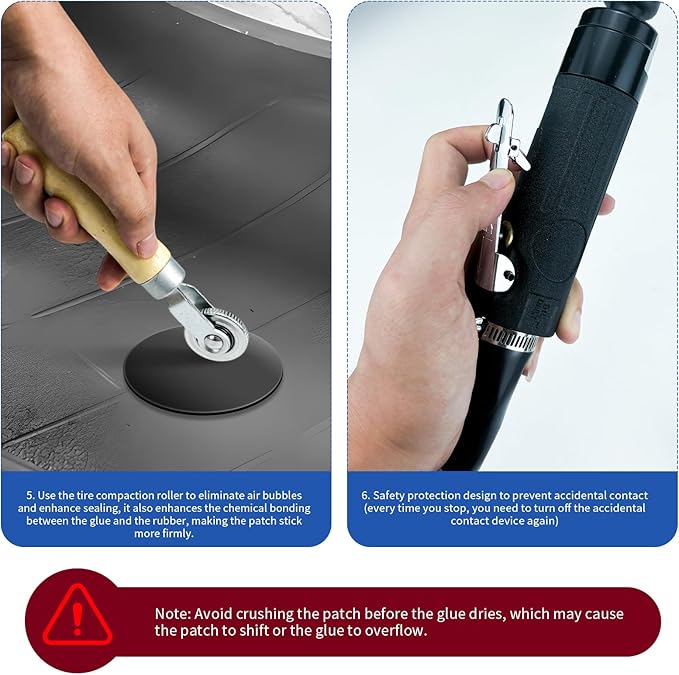2500rpm Low-Speed Air Tire Repair Kit, Pneumatic Tire Buffer, Tire Patch Roller, Inner Liner Scraper, Tungsten Steel Buffing Wheels (42mm & 55mm) with Quick-Change Chuck, Variable Speed Throttle
