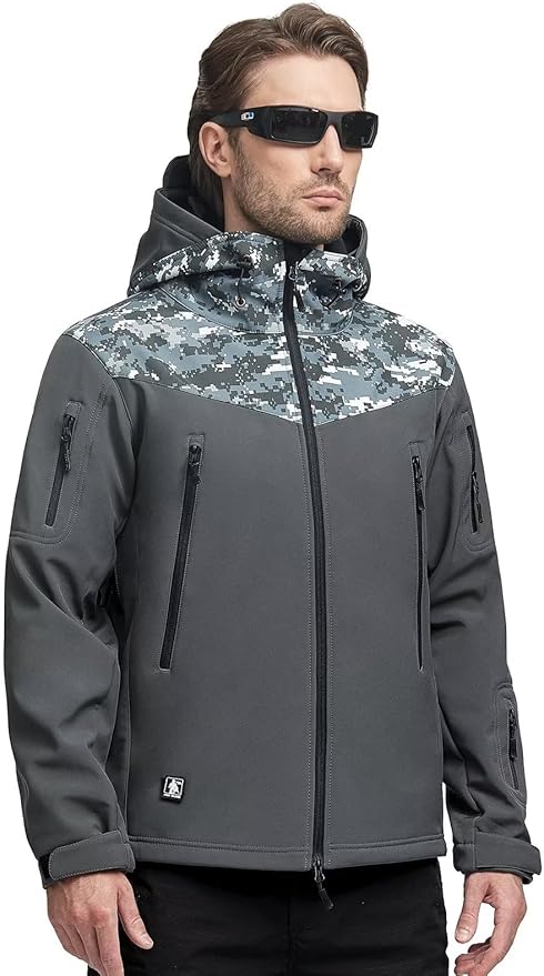 FREE SOLDIER Men's Outdoor Waterproof Soft Shell Hooded Military Tactical Jacket