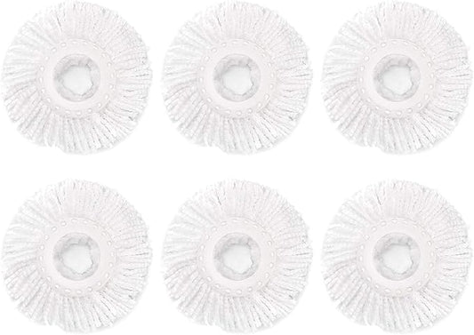 6 Pack Spin Mop Replacement Head for Hurrica, Mopnad, Cassabel and Other 360 Spin Mop Systems, Microfiber Spin Mop Refills (6pc-White)